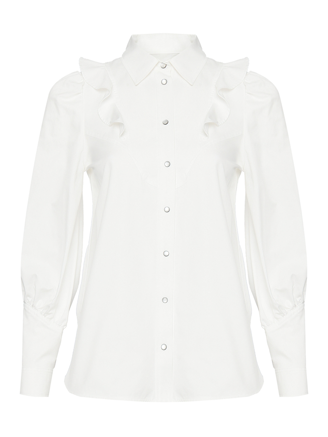 Weekend Max Mara Блуза из хлопка с рюшами