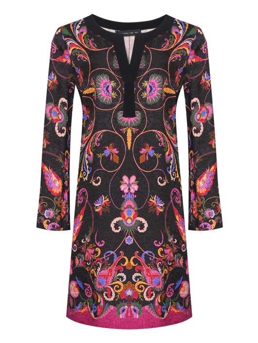 Etro Платье из шерсти и шелка с длинными рукавами