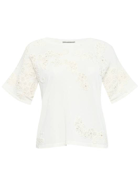 Ermanno Scervino Топ мелкой вязки с вышивкой