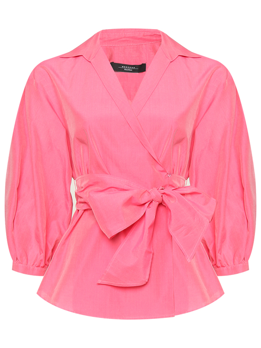 Weekend Max Mara Блуза из хлопка и шелка с поясом