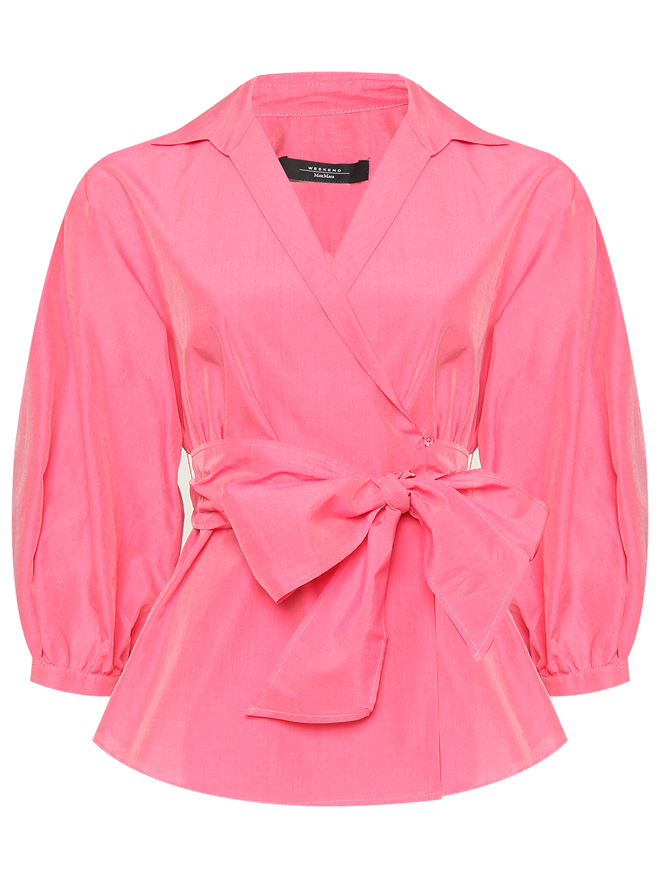 Weekend Max Mara Блуза из хлопка и шелка с поясом