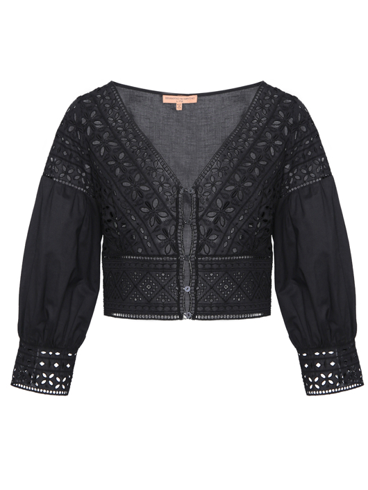 Ermanno Scervino Укороченная блуза из хлопка с вышивкой