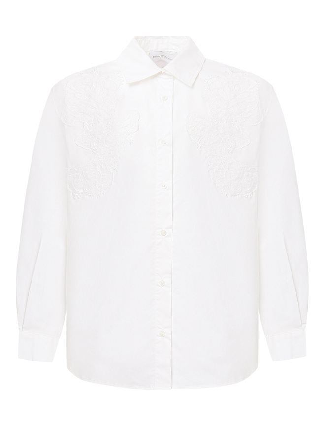 Ermanno Scervino Junior Блуза из хлопка с аппликацией