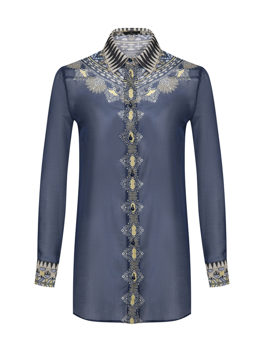 Etro Блуза из хлопка и шелка с узором