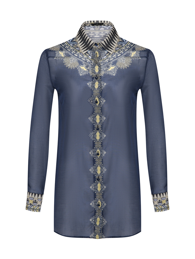 Etro Блуза из хлопка и шелка с узором