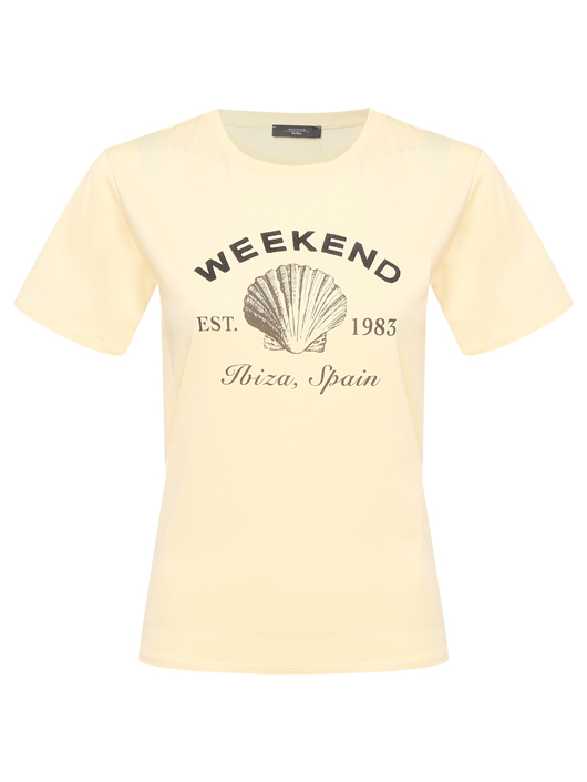 Weekend Max Mara Футболка из хлопка с логотипом и принтом