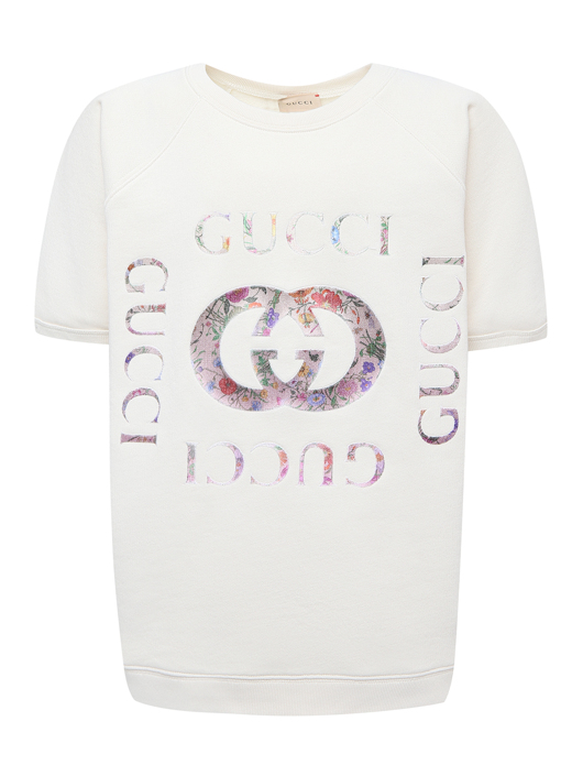 Gucci Толстовка с коротким рукавом и вышивкой