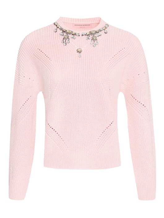 Ermanno Scervino Джемпер из хлопка декорированный кристаллами