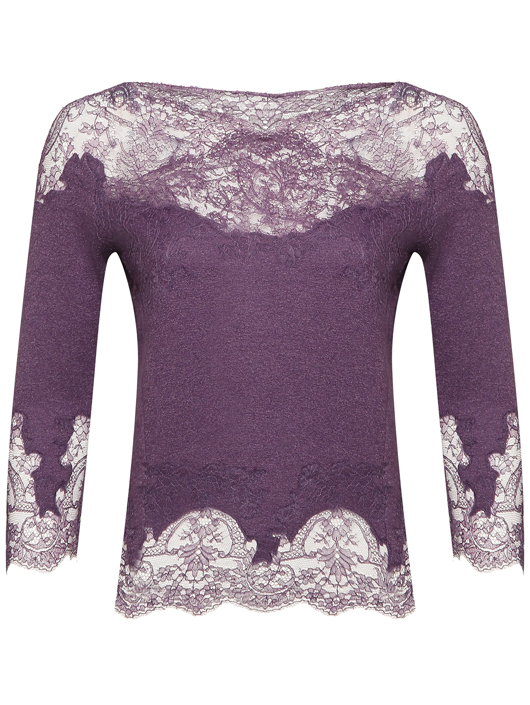 Ermanno Scervino Джемпер из смесовой шерсти с кружевом