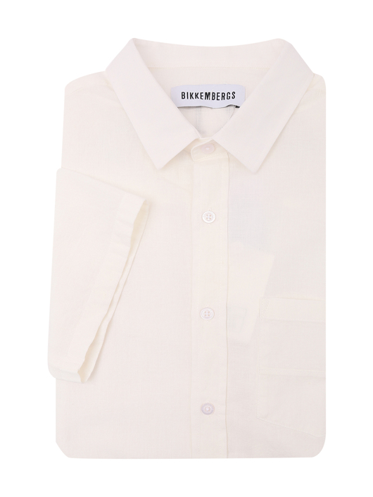 Bikkembergs Рубашка из хлопка и льна с короткими рукавами
