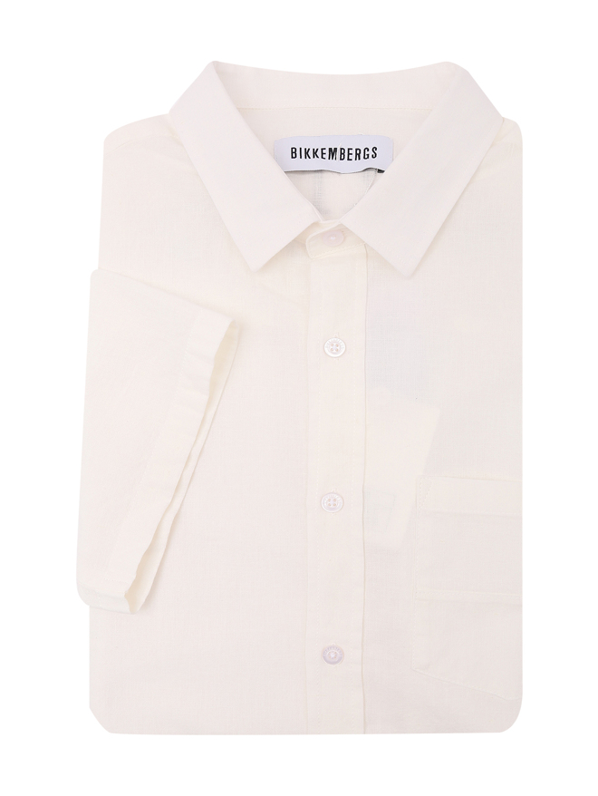 Bikkembergs Рубашка из хлопка и льна с короткими рукавами