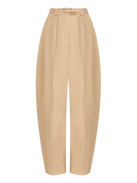 Sportmax Брюки из хлопка с защипами и поясом