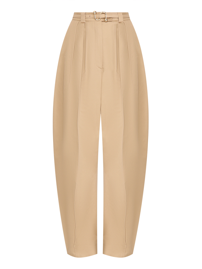 Sportmax Брюки из хлопка с защипами и поясом