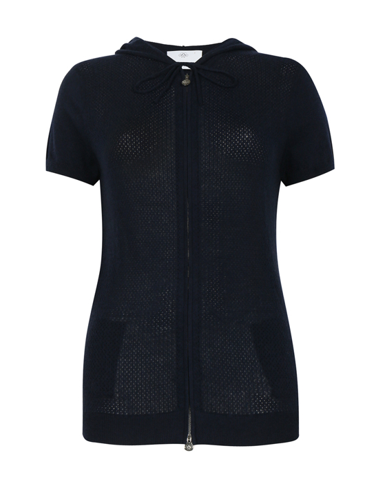 Allude Кардиган из хлопка и кашемира на молнии с короткими рукавами