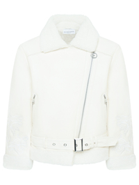Ermanno Scervino Junior Дубленка с вышивкой и поясом