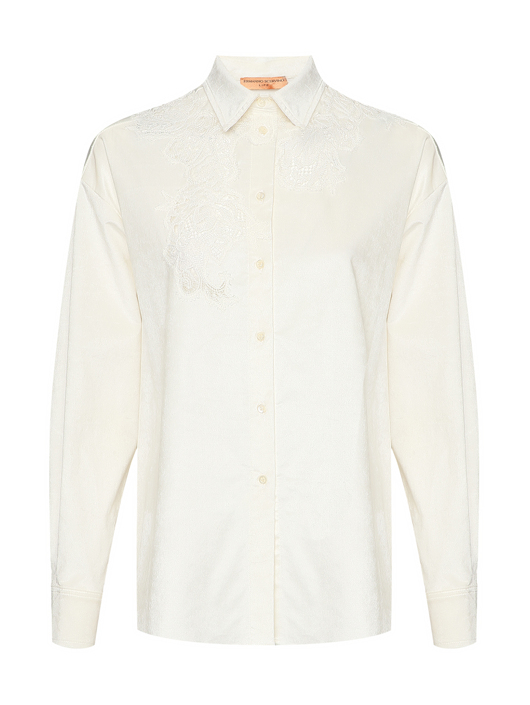 Ermanno Scervino Рубашка из вельвета с кружевной отделкой