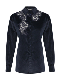 Ermanno Scervino Рубашка из вельвета с кружевной отделкой
