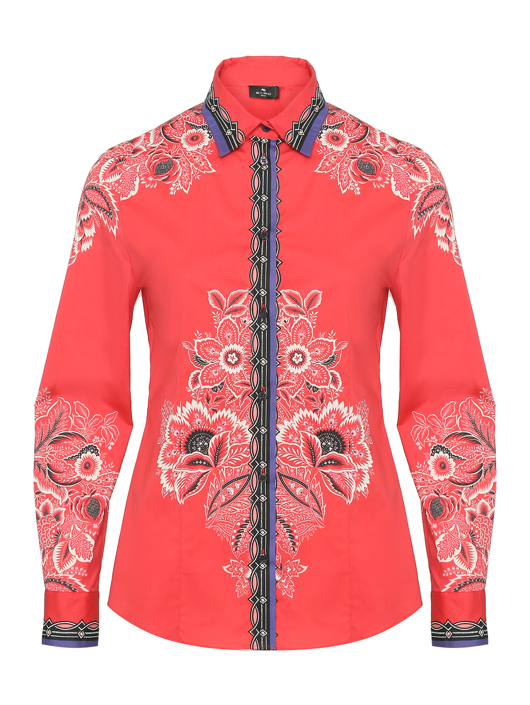 Etro Приталенная хлопковая рубашка
