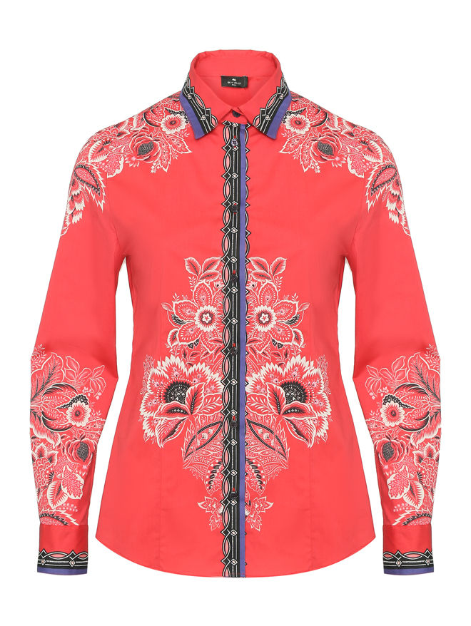Etro Приталенная хлопковая рубашка