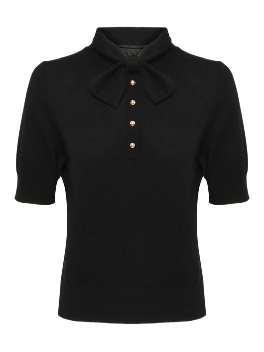Allude Джемпер с короткими рукавами и бантом