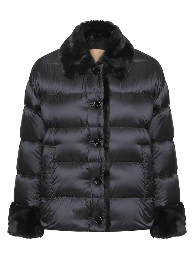 Max Mara Пуховик с отделкой мехом