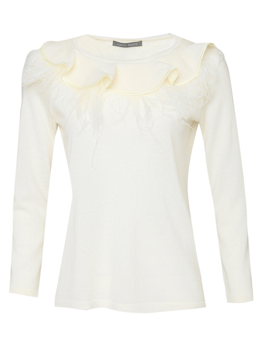 Alberta Ferretti Джемпер из шерсти с перьями