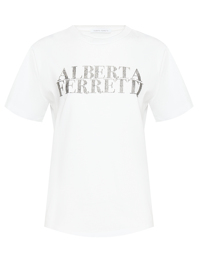 Alberta Ferretti Футболка из хлопка с вышивкой из бисера