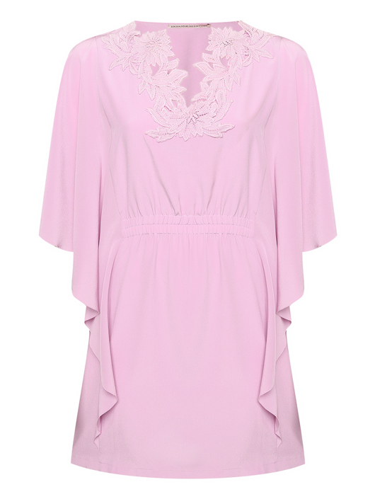 Ermanno Scervino Платье из шелка с кружевной аппликацией