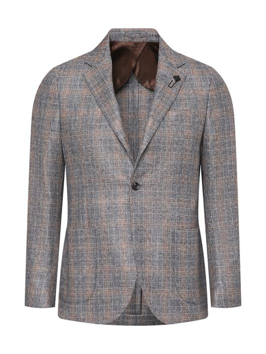 LARDINI Однобортный пиджак из шерсти с узором клетка