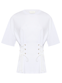Sportmax Футболка из хлопка с декоративной отделкой