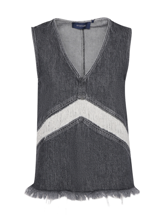 Sportmax Топ из денима с бахромой