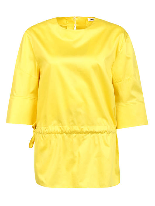 Jil Sander Блуза из хлопка с контрастной отделкой