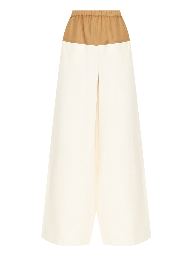 Max Mara Широкие брюки из льна и шелка