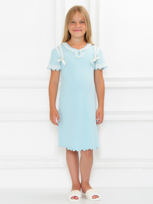Giottino Ночная сорочка из хлопка декорированная тесьмой и кружевом