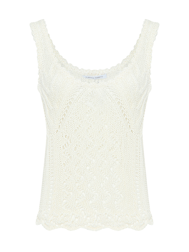 Alberta Ferretti Топ изо льна ажурной вязки