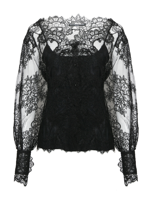 Ermanno Scervino Блуза с кружевной аппликацией