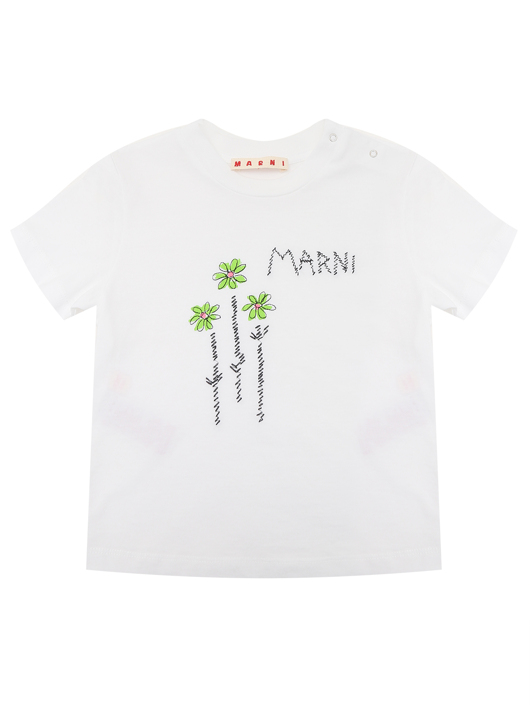 Marni Футболка из хлопка с принтом