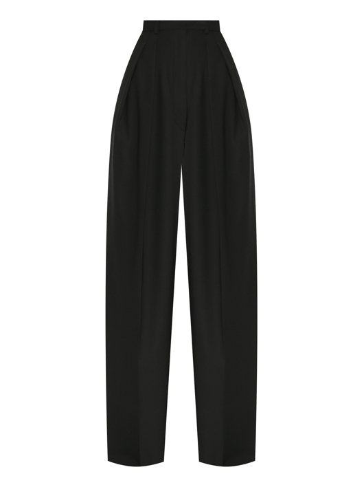 Sportmax Брюки однотонные с защипами из шерсти