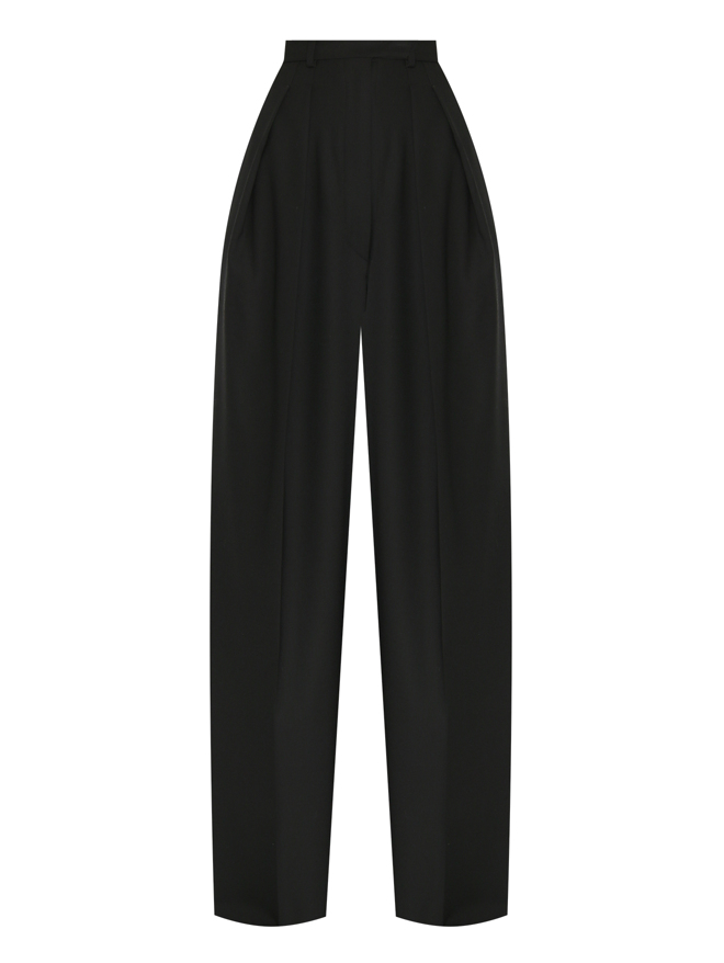Sportmax Брюки однотонные с защипами из шерсти