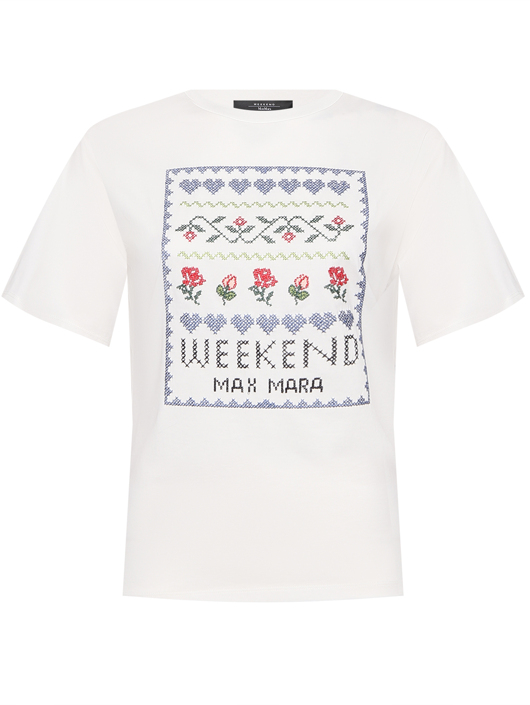 Weekend Max Mara Футболка из хлопка с вышивкой