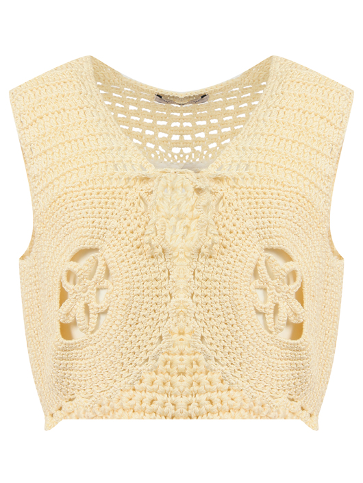 Ermanno Scervino Junior Жилет из хлопка ажурной вязки