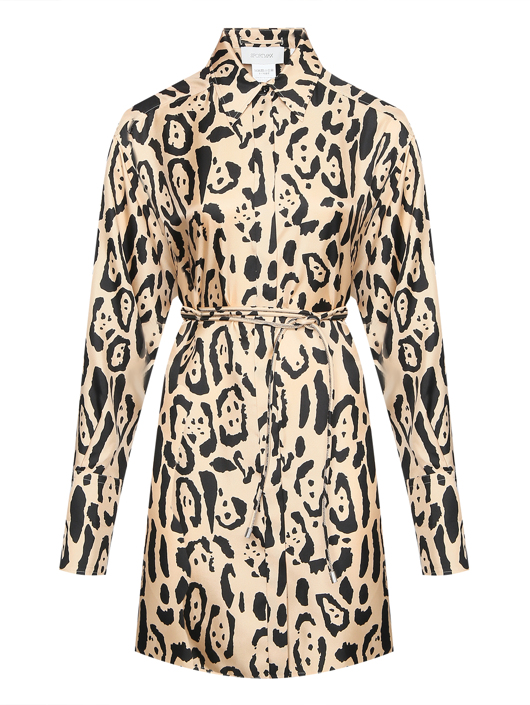 Sportmax Платье из шелка с анималистичным узором