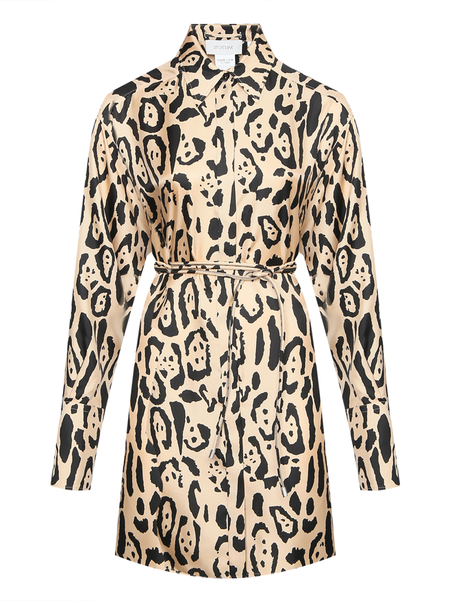 Sportmax Платье из шелка с анималистичным узором