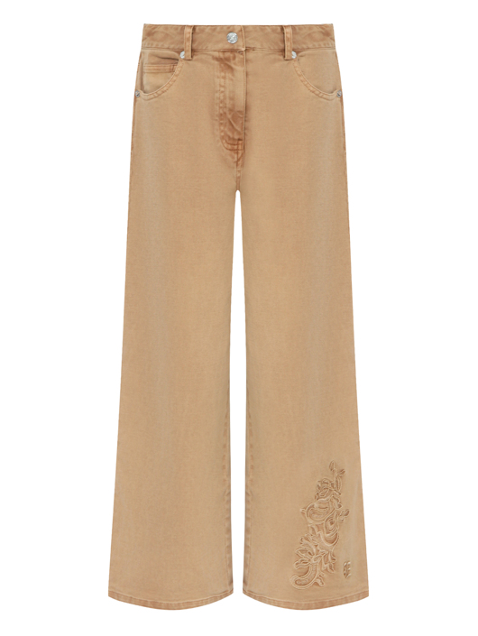 Ermanno Scervino Junior Широкие джинсы с вышивкой