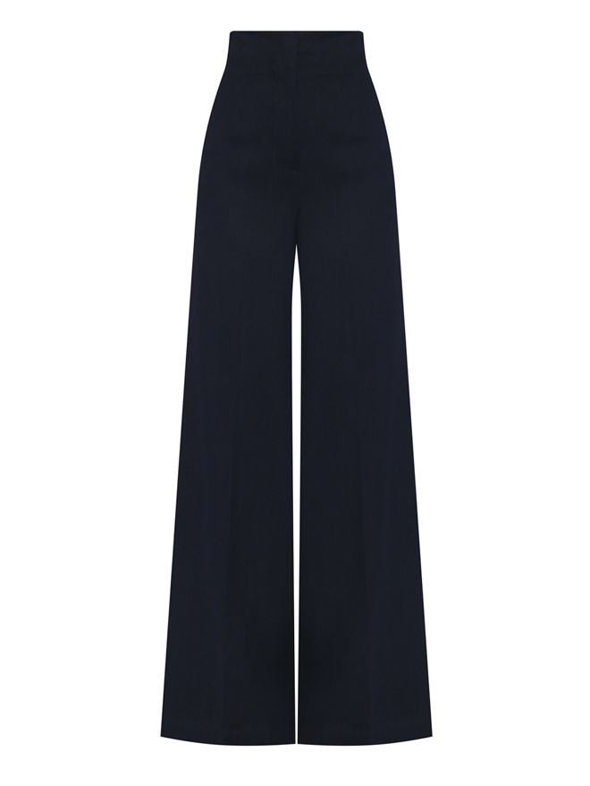 Max Mara Широкие брюки из льна и хлопка