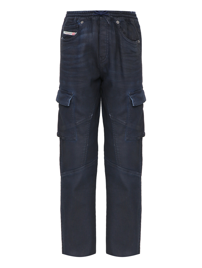 Diesel Джинсы-карго из темного денима на резинке