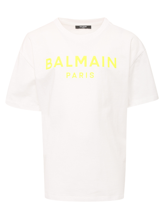 BALMAIN Хлопковая футболка декорированная принтом