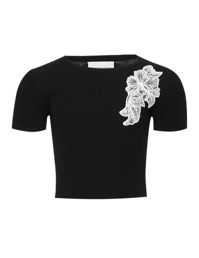 Ermanno Scervino Junior Футболка из хлопка с кружевом