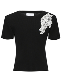Ermanno Scervino Junior Футболка из хлопка с кружевом