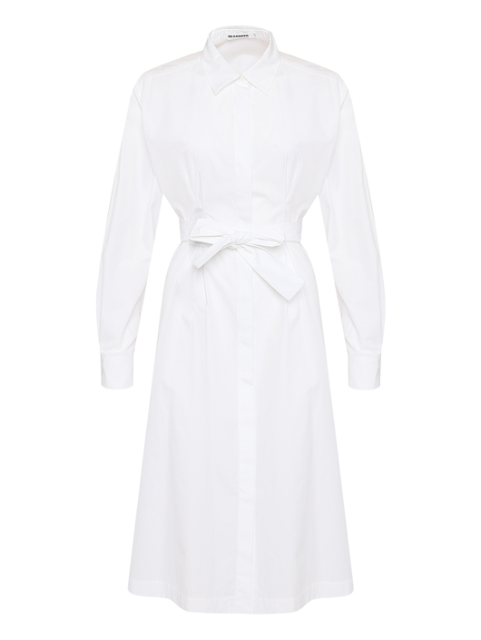 Jil Sander Платье из хлопка с поясом